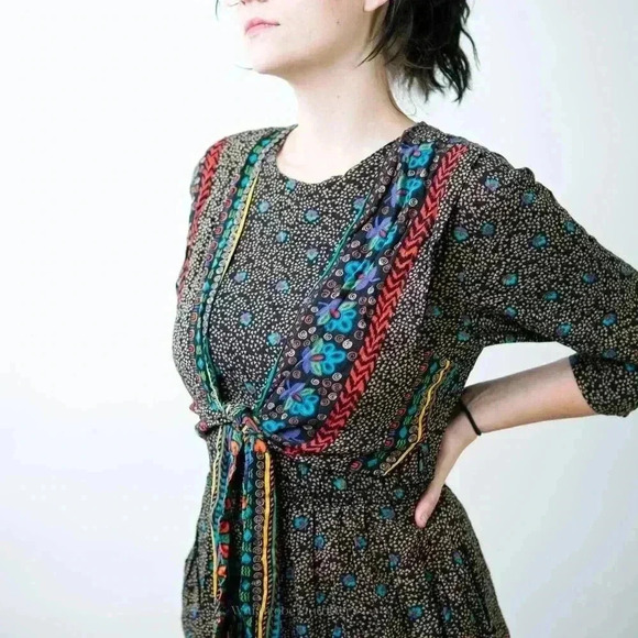 Vintage 90s Boho Cottagecore Romper Dress - M - Picture 4 of 11